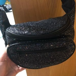 Brand new black glittery fanny pack